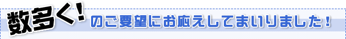 数多くのご要望にお応えしてまいりました